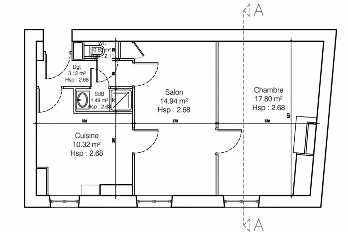 Duplex Lyon : Plan R+4 existant